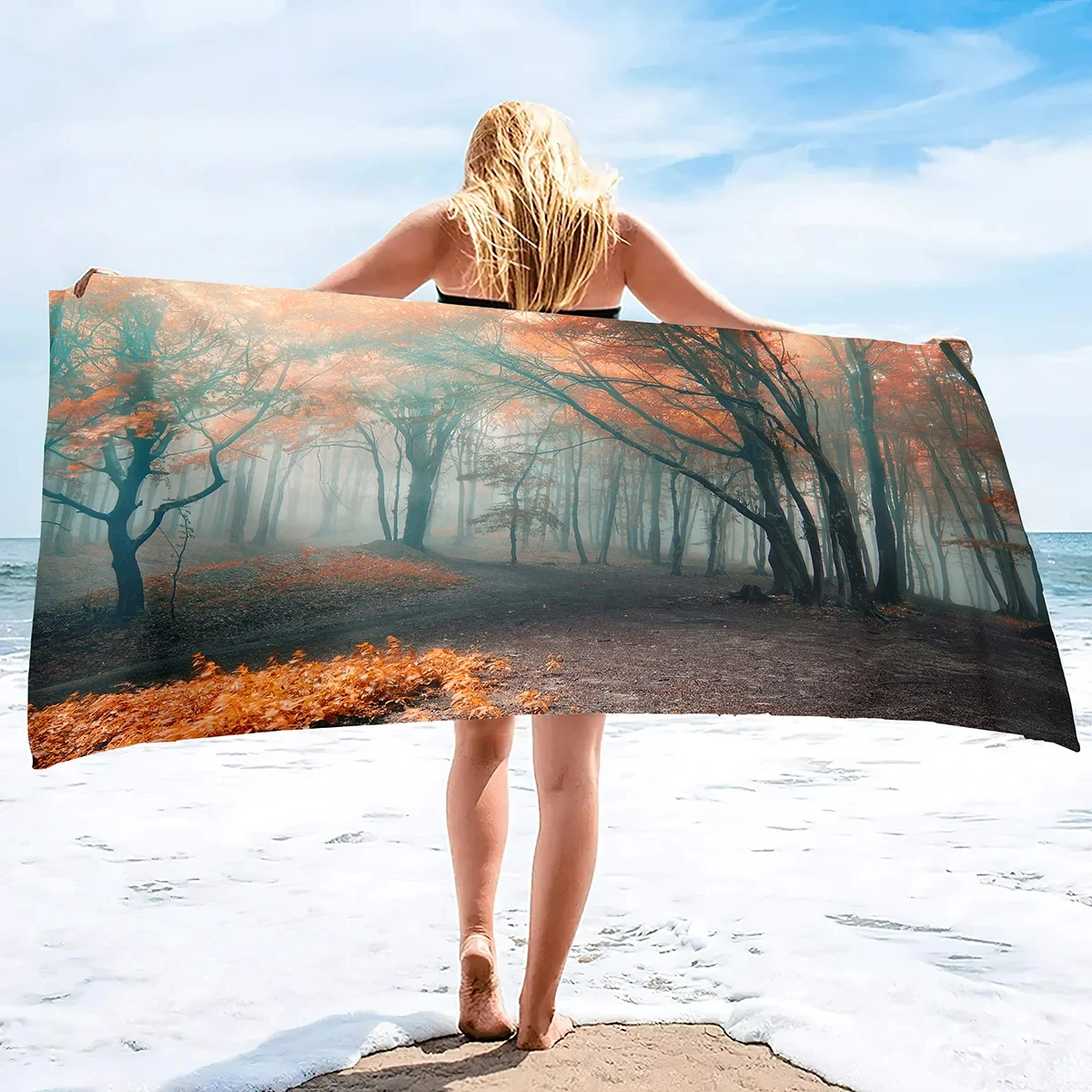 

Mystery Forest Beach Towel Tree Bath Towel Bathroom Travel Sport Kitchen Hand Towels Microfiber Shower Quick Dry Swimming Cover