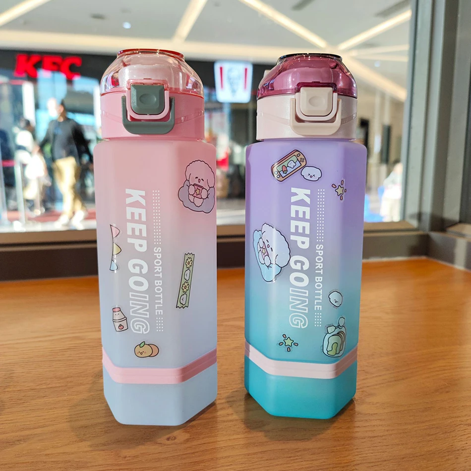 800 ml Water Bottle with Strap to Drink Motivational Water Bottle for Girls Outdoor Water Bottle with Time to Drink Matte travel Water Bottle for gym