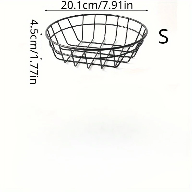 1pc Stylish Black Wire Iron Basket for Fruit, French Fries, and Food Serving - Kitchen Accessory with Elegant Design
