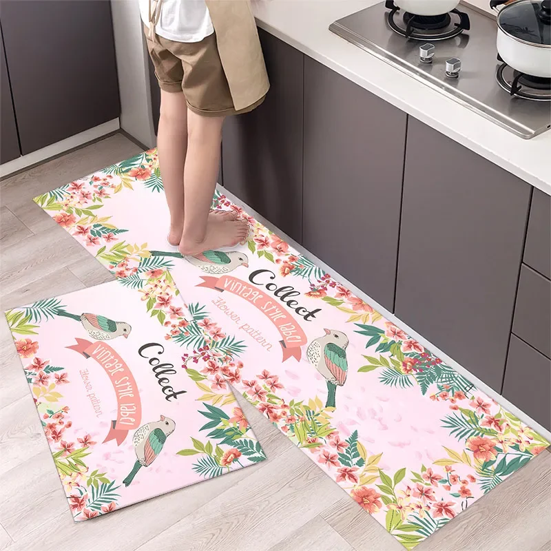 Kitchen Rug Tropic Plant Flowers Long Strip Living Room Carpet Anti-slip Hallway Bedroom Floor Mat Home Decoration 5