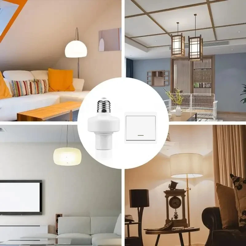 Smart Light Switch RF 433MHz Wireless Timer E27 LED Lamp Base Socket On/Off 30M Range For Ceiling Chandelier