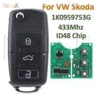 1K 0959753 G รถ Remote Flip Key สําหรับ VW SIROCCO VOLKSWAGEN แคดดี้ SKODA EOS GOLF JETTA TIGUAN TOURAN HU66 48 ชิปพับ Fob