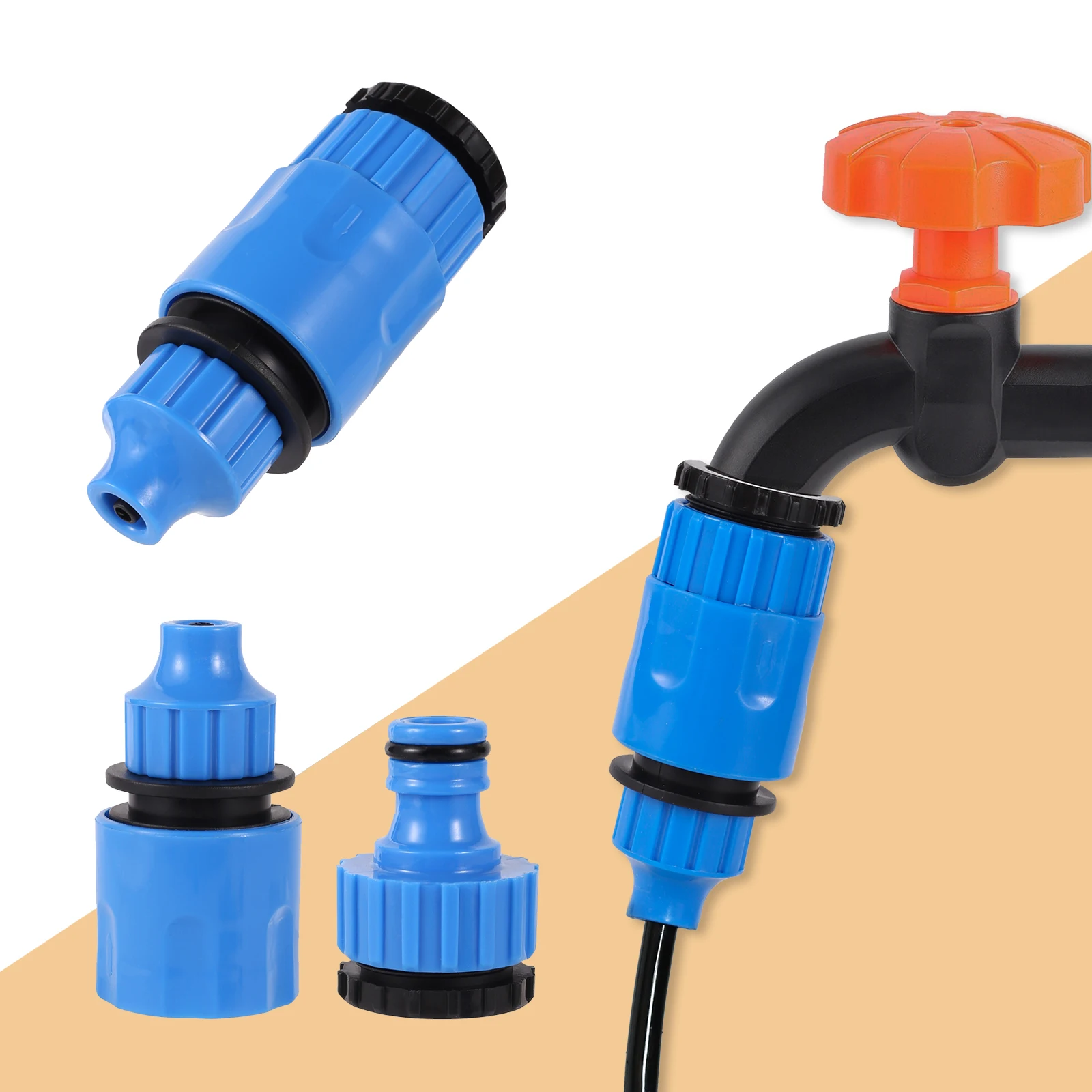 1/4" Hose Quick Connector 1/2 To 3/4" Thread Nipple Joint Garden Lawn