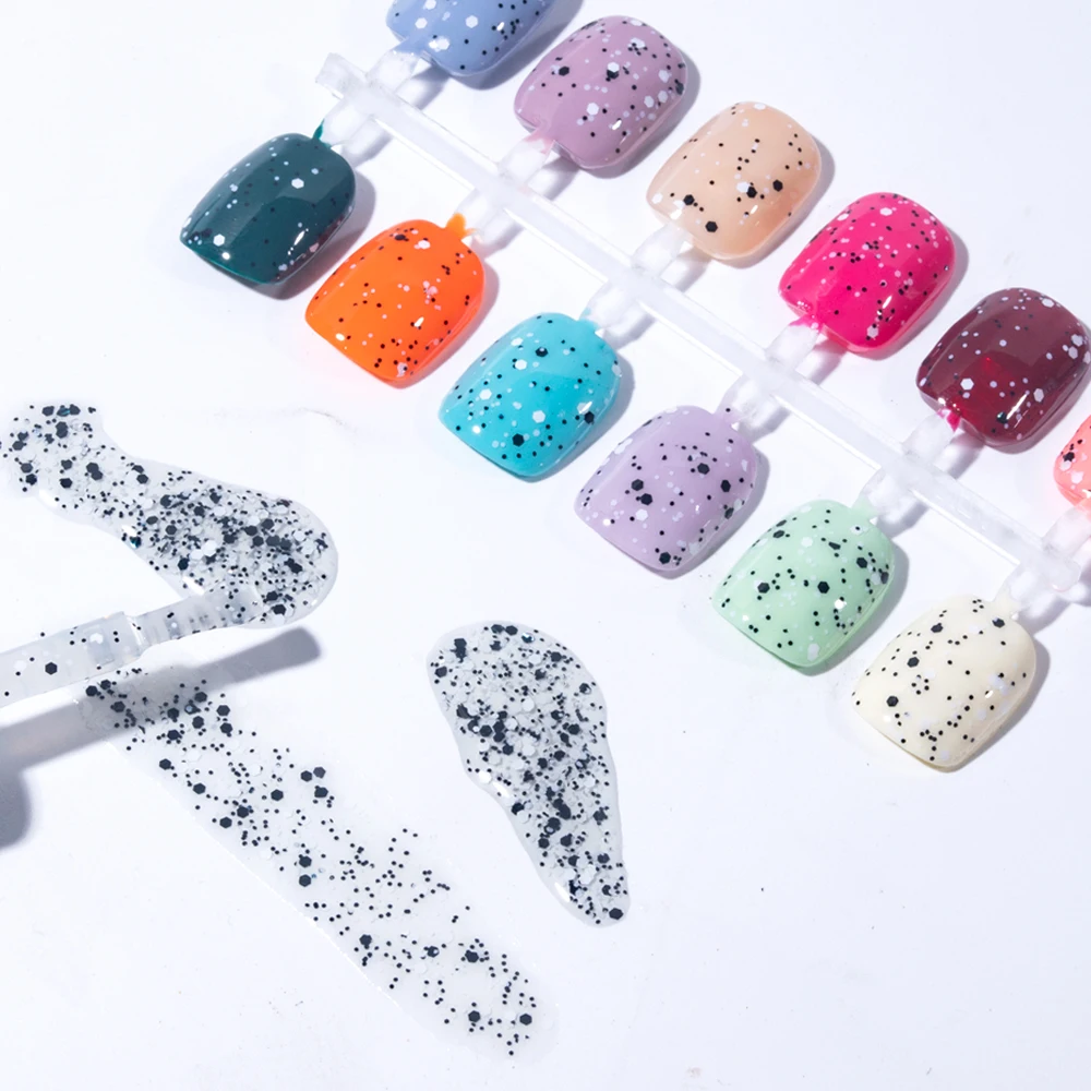 KODIES GEL Confetti Glitter Top Coat gel nail polish gel nail varnish nail polish finish UV Gel Nail Polish 15ML Semi Permanent Black White Sequins Nail Art Decorations Gel Finish