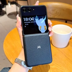 Business Luxury Lychee Texture Leather Slim Cover Case - Moto Razr Ultra 2026 (Balck)