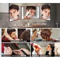 Trifold LED Mirror Self Haircut Makeup Mirror with Light Adjustable Height 3 Way Self Haircut Mirror Hd Glass 3 Way Mirror - Image 6