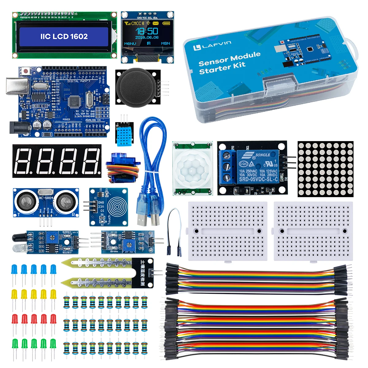 LAFVIN Sensor Module Starter Kit for Arduino Uno Set R3 CH340 ,0.96 ...