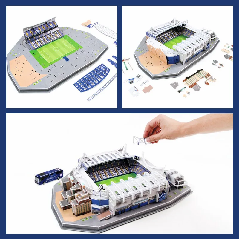 3D Paper Puzzle Football Field Stadium Assembled Model DIY Educational Toys Jigsaw Puzzle for Kids Fans Gifts