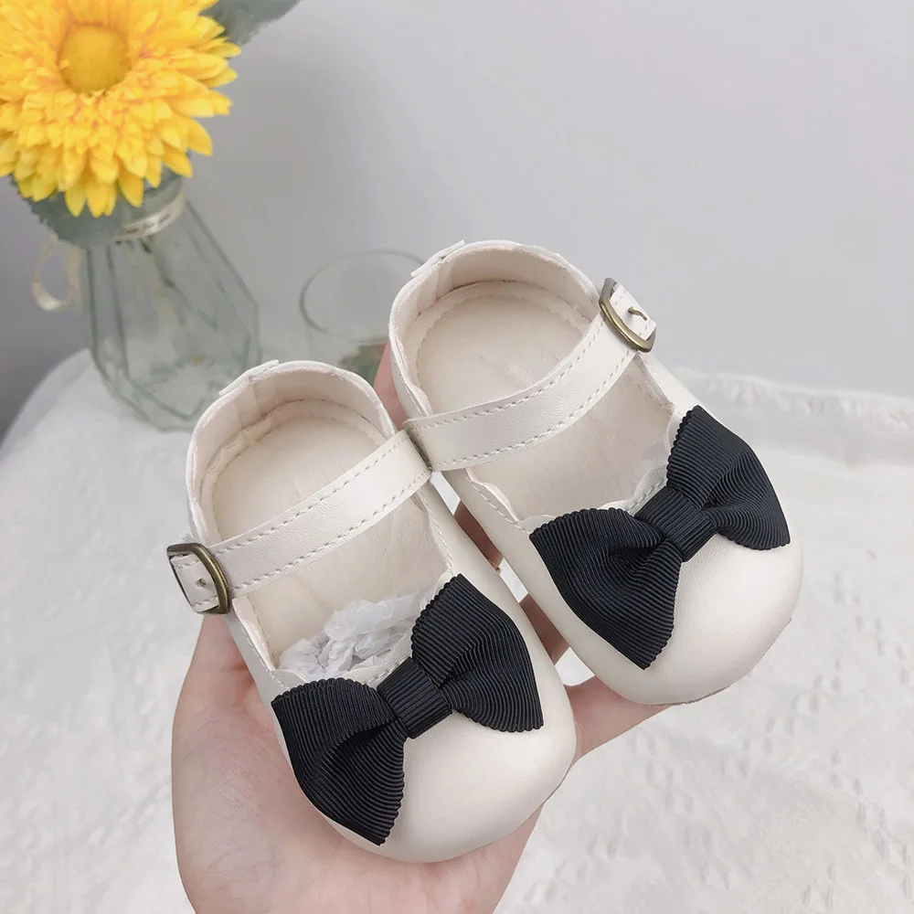 Korean Butterfly Knot Leather Shoes First Walkers Soft Soled Bow Princess Shoes Moccasins Crib From 0 To 12 Months