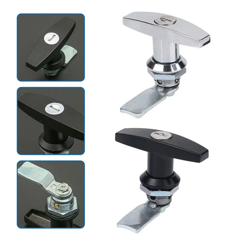 T Shape Handle Lock Zinc Alloy Rust Proof Anti-theft Cabinet Door Lock with Keys Toolbox Drawer Garage Door Mechanical Lock