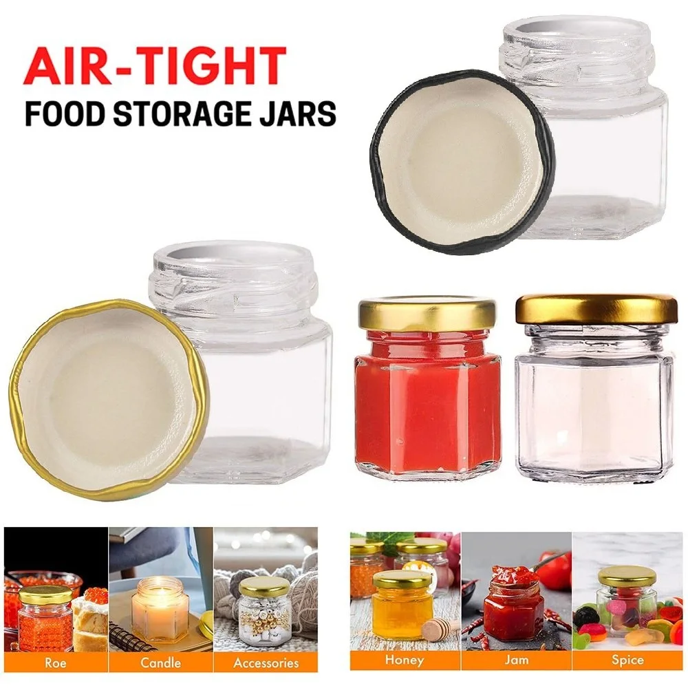 45ml Glass Jar with Lid Mini Honey Bottle Hexagonal Glass Jar Candy Bottle Portable Split Wedding Party Supplies