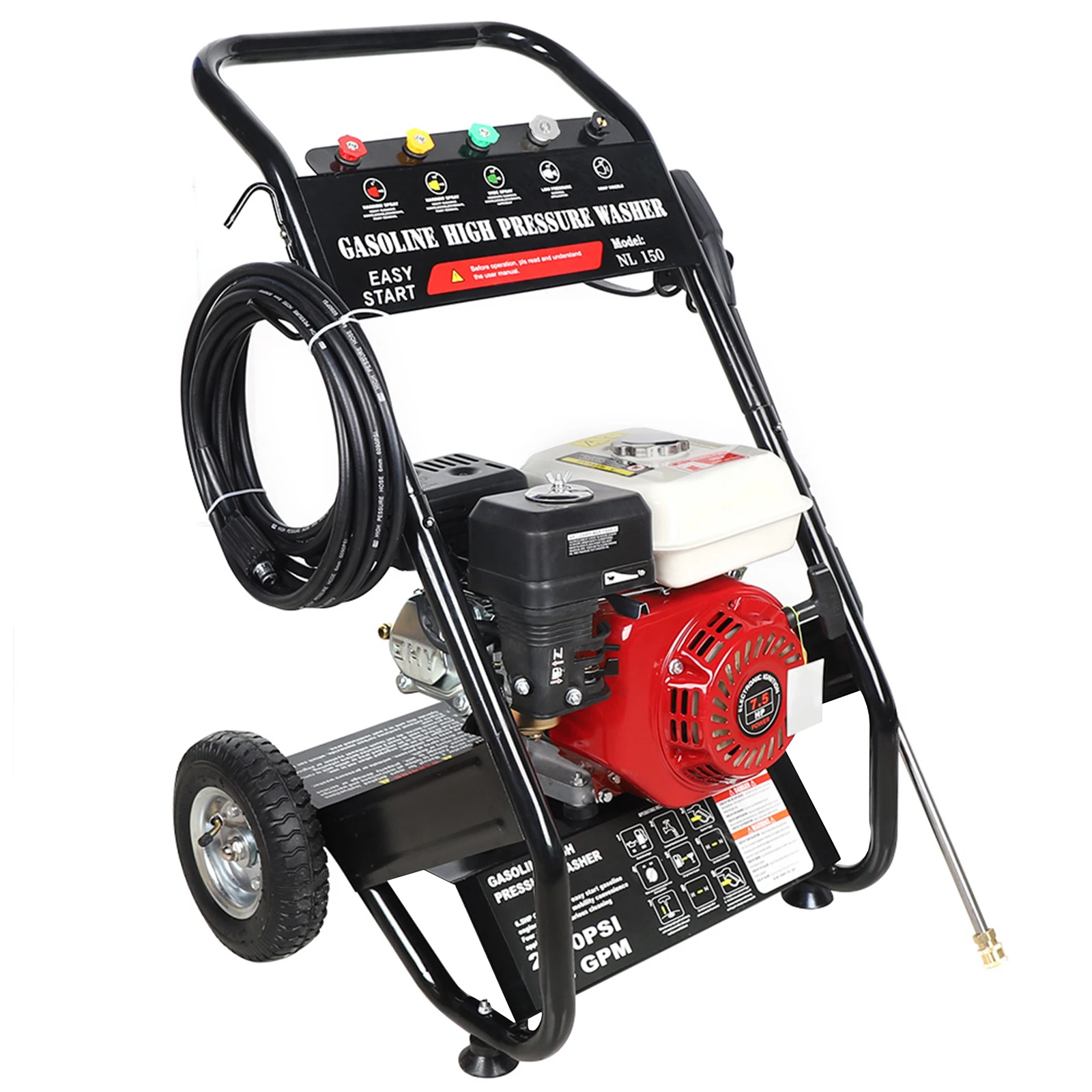 7,5 PS Benzin-Hochdruckreiniger 2200 PSI 2,3 GPM mit 5 Düsen, benzinbetriebener Hochdruckreiniger für Auto, Terrasse, Einfahrt, Garten – Detail 11