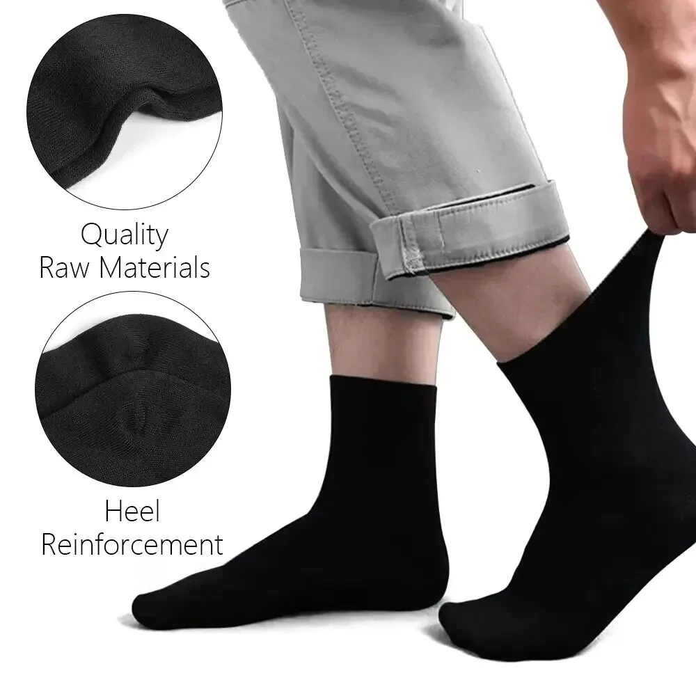Men's Mid-Calf Cotton Socks 10/5/3 Pairs | Soft Breathable All-Season Crew Socks Solid Color for Daily Work, Sports &Casual Wear