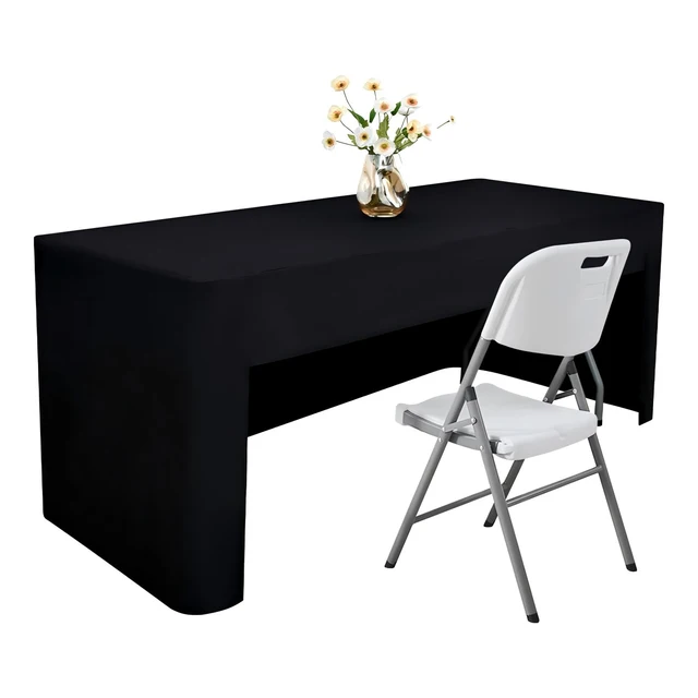1PC 6Ft Open-Back Tablecloth for Rectangular Table, Washable Fabric Table Cover for Craft Show, Display, Wedding, Events 1