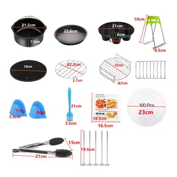 9 인치 프라이어 논 스틱 팬용 에어 프라이어 액세서리 세트, 5.3-6.8Qt, 12 개