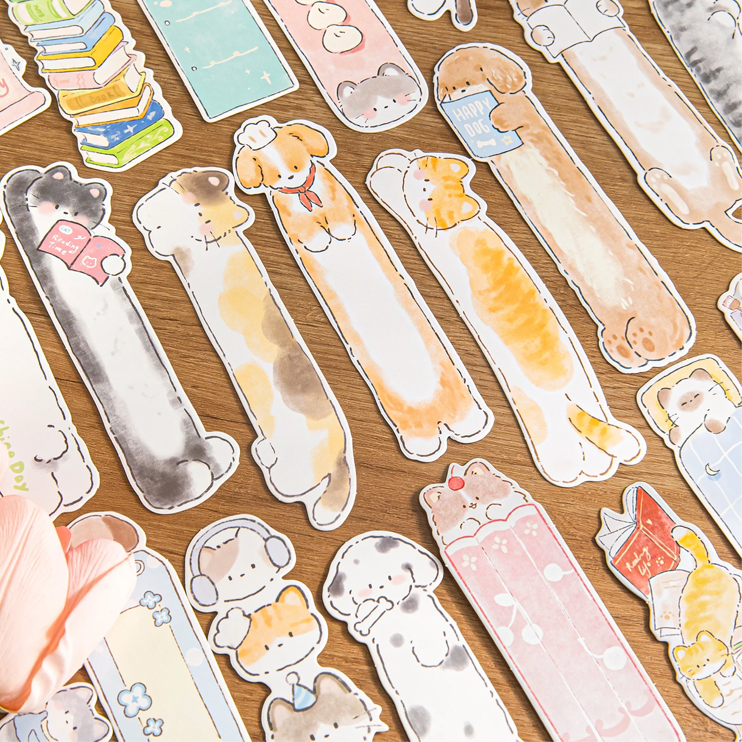Animal Bookmark Bookmarks Stationery Supplies 30pcs/Set Cute Small Animal Bookmark Korean Kawaii Moe Kitty Puppy Shape Girl Sweet Style DIY Journal Decoration Message Card
