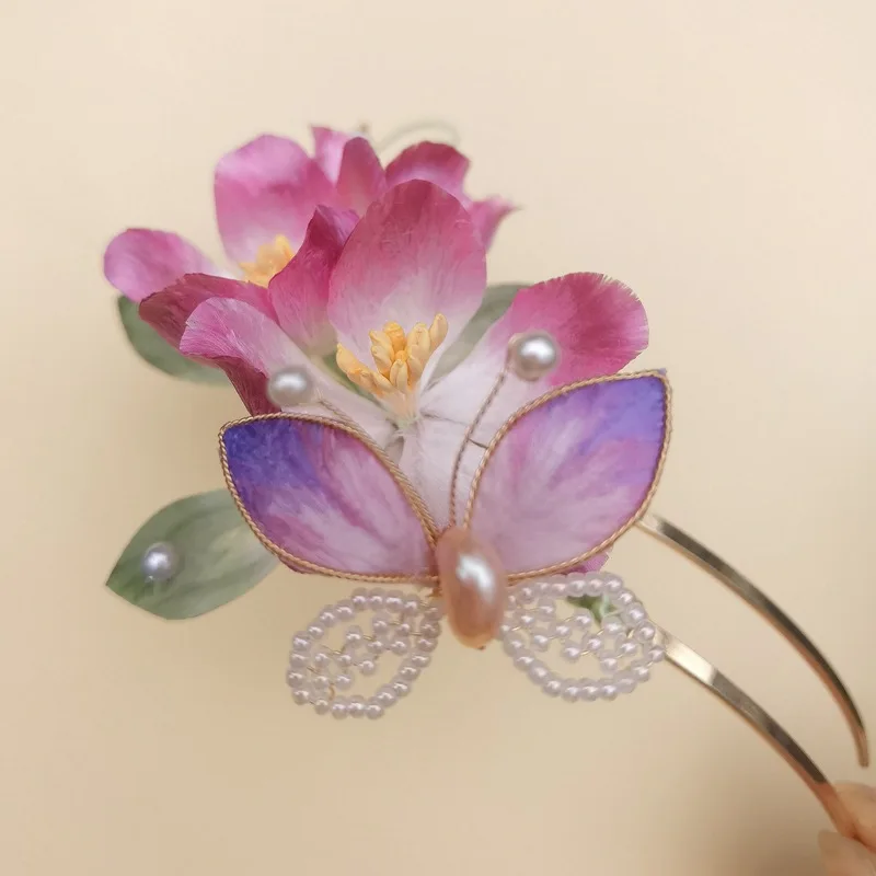 Velvet Flower Silk Hairpin Handmade Flower Han Chinese Clothing Cheongsam Headdress Accessories Hairpin