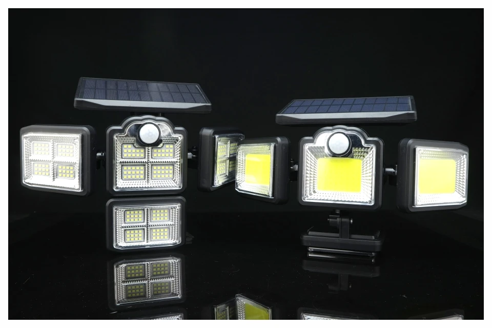 LED Solar Lights 192/198 COB Outdoor 4 Head Motion Sensor Patio Garden Lights Waterproof 3 Modes with Remote Control Wall Lamp cheap solar lights