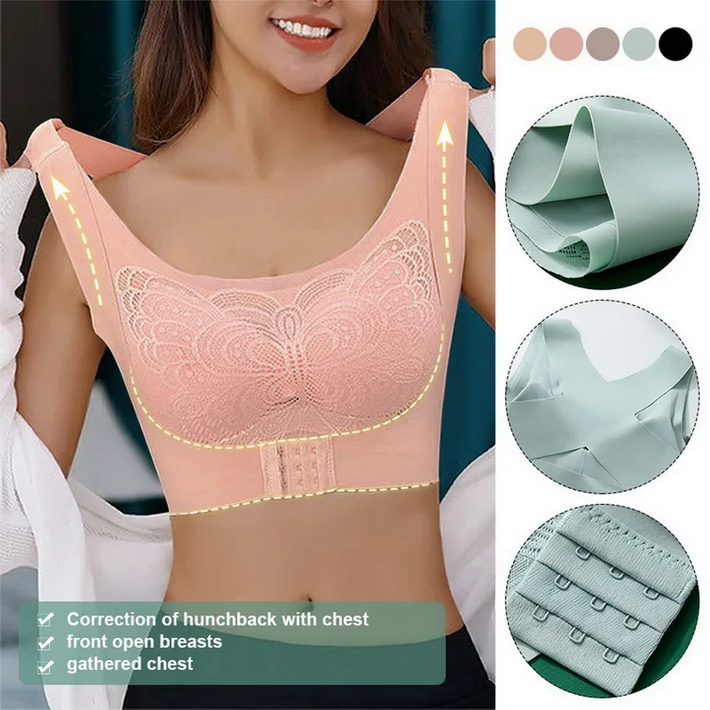 Women Bra Posture Corrector Seamless Push Up Shockproof Sports Support  Fitness Vest Underwear Adjustment Back Bra 2022 New