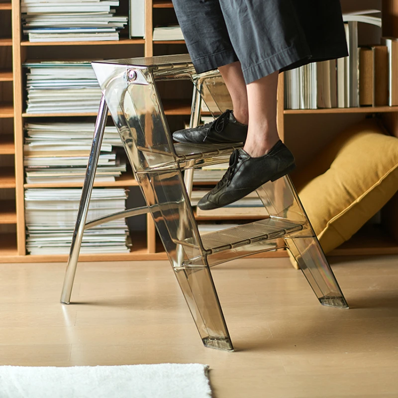 

Ladder, indoor folding ladder, herringbone multifunctional shelf, bookshelf, ladder, transparent household ladder