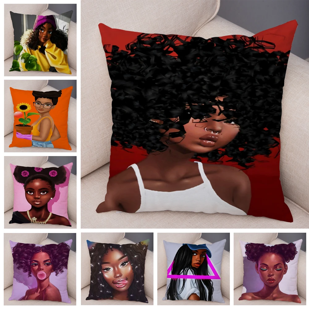 

Африканская Дамская наволочка для подушки, плюшевая наволочка для подушки, декоративный мультяшный сексуальный черный женский и мужской чехол для диванной подушки с принтом для дома