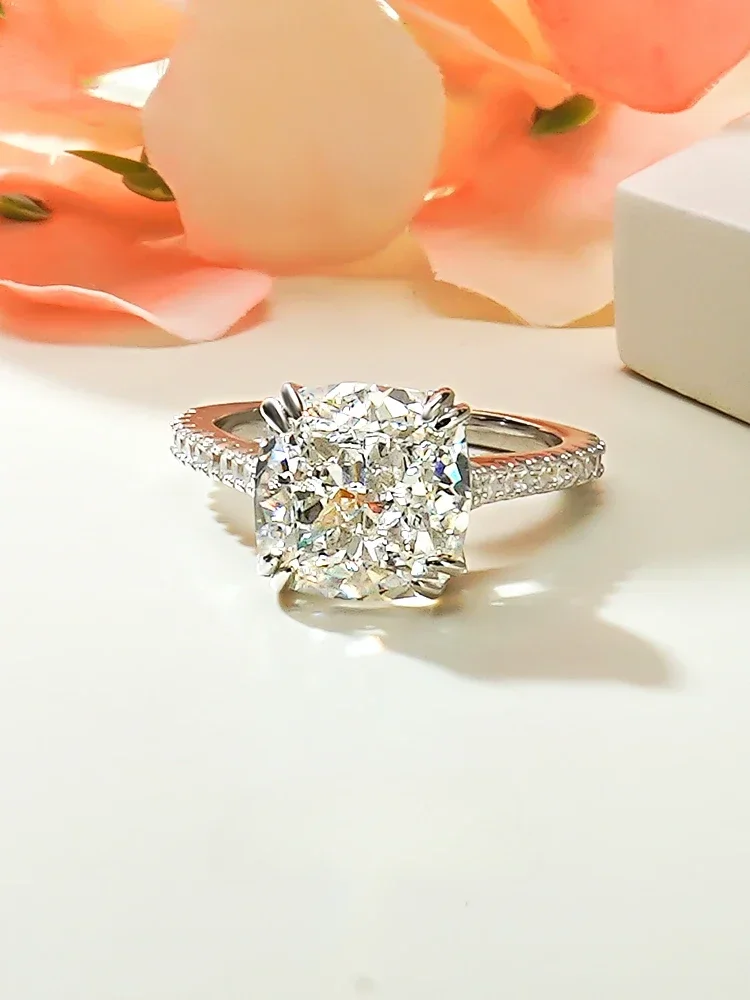 

Женское роскошное кольцо из серебра 925 пробы с квадратными белыми бриллиантами, набор из Высокоуглеродистых бриллиантов с ледяной резкой, свадебные украшения, оптовая продажа