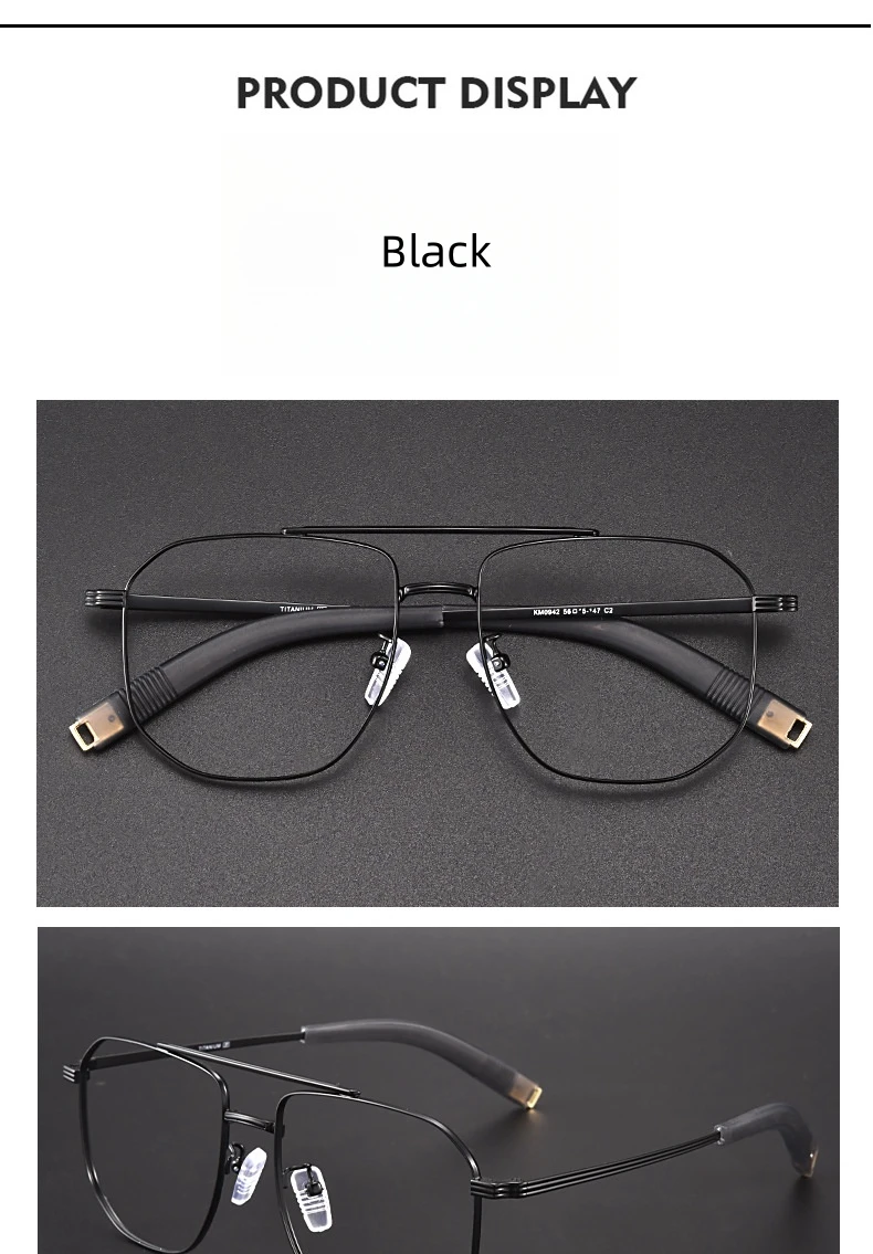 FIRADA Mode Doppel Strahl Gläser Vintage Luxus Reinem Titan Brillen Optische Verordnung Ewewear Rahmen Für Männer 0942-C – Detail 8