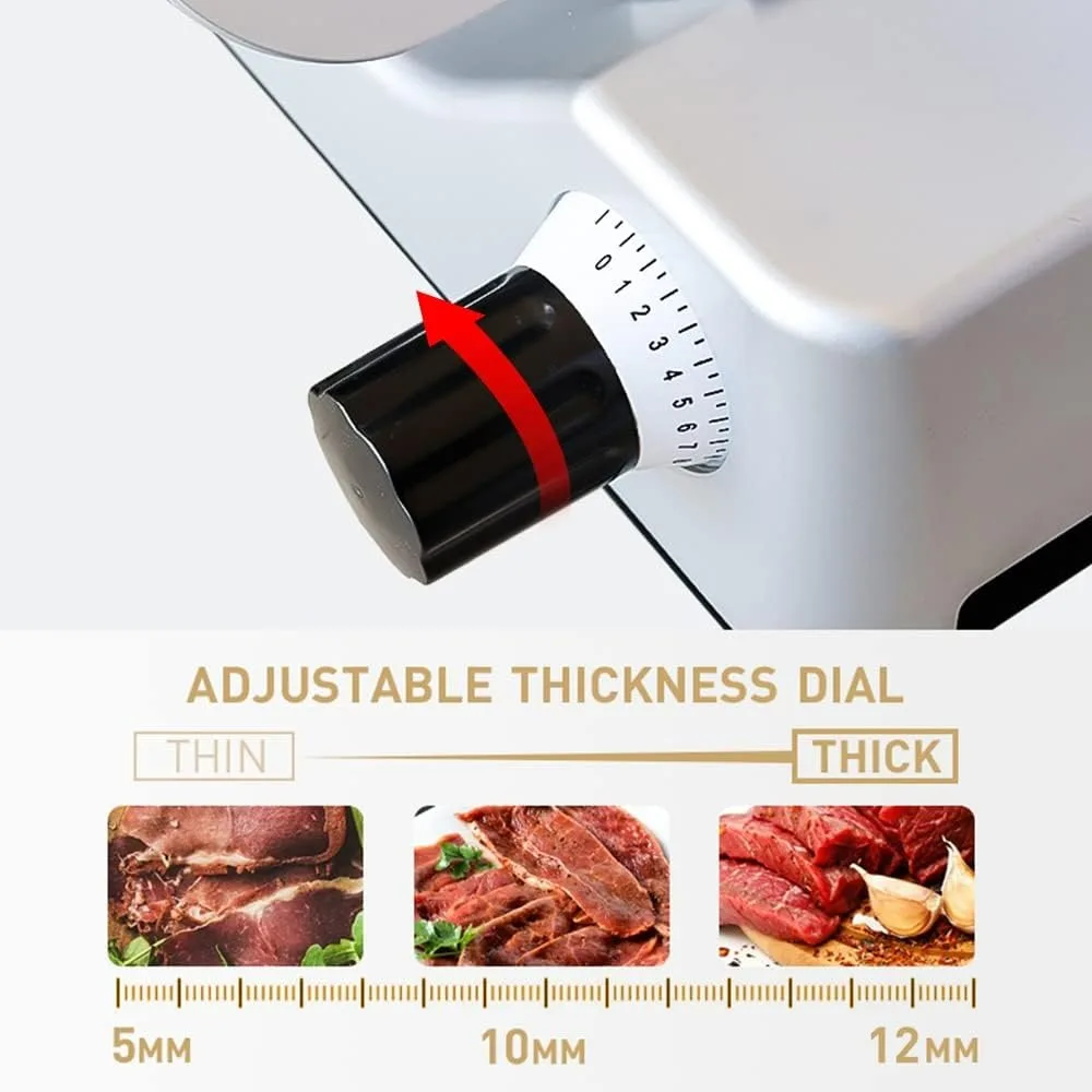 10-inch Commercial and Home Electric Meat Slicer with 340W Power, Chromium-Plated Steel Blade, and Built-in Sharpening FeatureNE