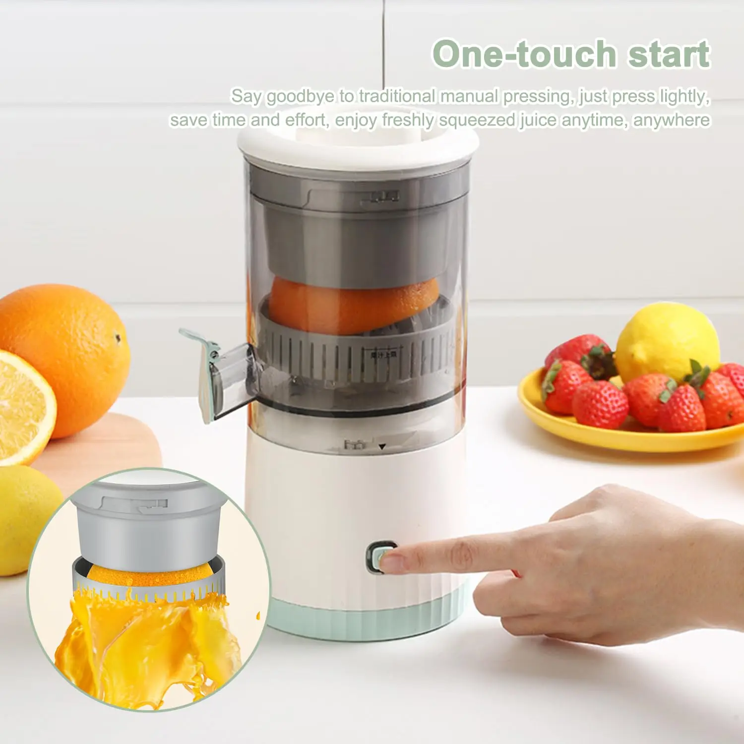 Wireless Slow Juicer Automatic Orange Lemon Juicer USB Charge Juice Separator Portable Fruit Extractor Squeezer Pressure Juicers 6