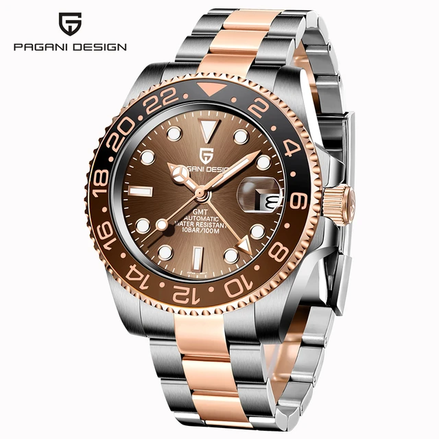 2022 New PAGANI DESIGN Luxury Men GMT Automatic Machinery Watch 40MM Ceramic Bezel Jubilee Strap Sapphire 100M Waterproof Clock 