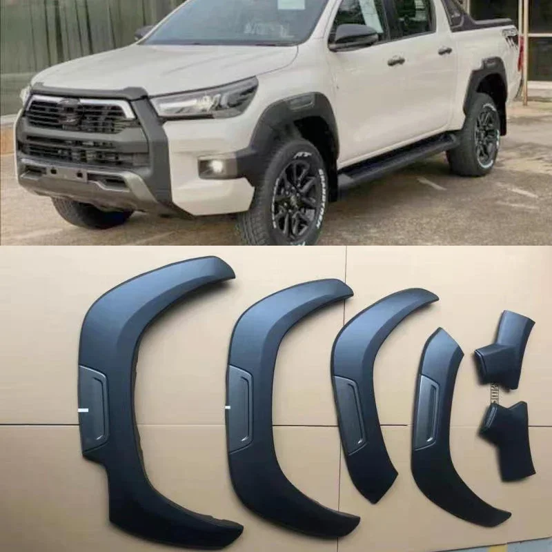 

For Toyota Hilux 2022 2021 Revo Rocco Fender Flares For Pickup Trucks Matte Black 6Pcs/set Wheel Arch Mudguards