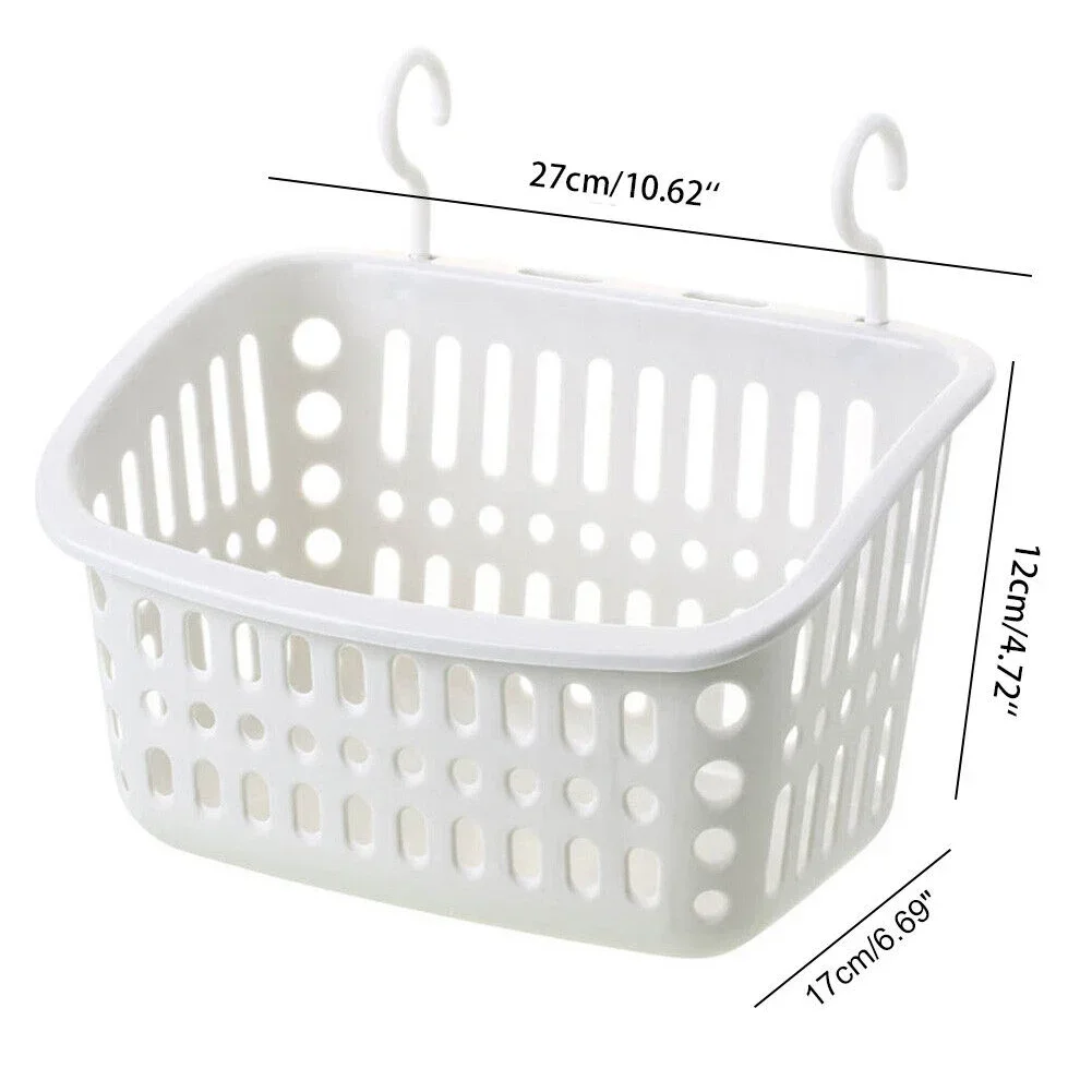 Plastic Hanging Shower Basket With Rotatable Hook Tub Corner Organizer Dorm Tote Hooks Rack Hangable Storage Basket With Hook