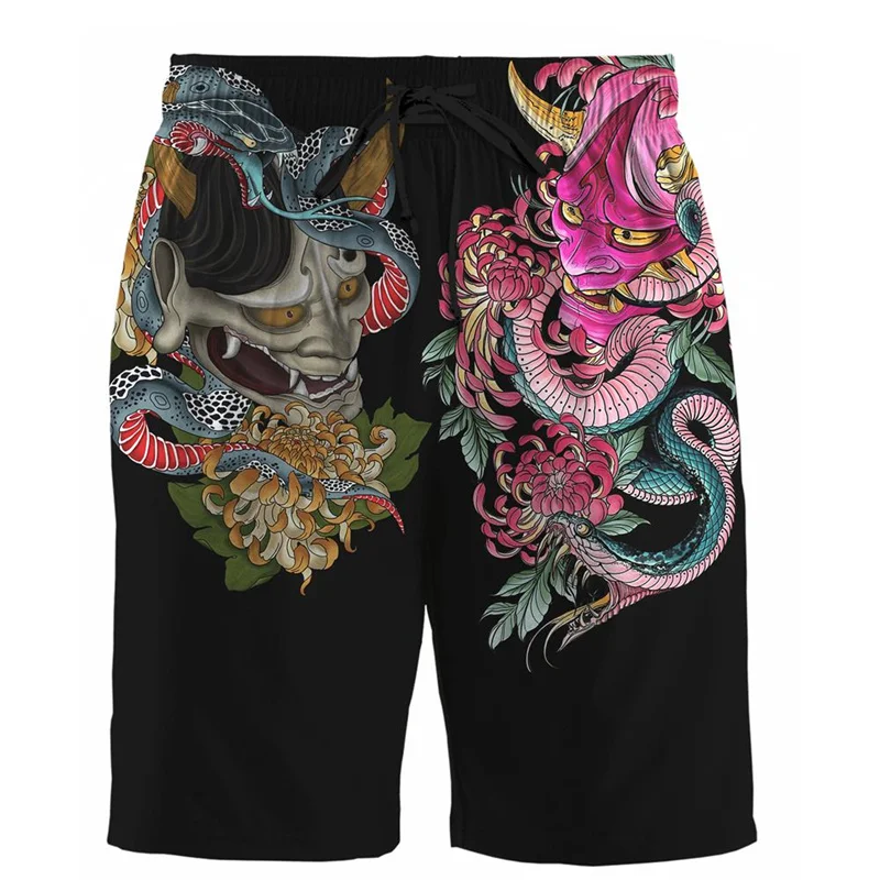 Trend Japanese Samurai Pattern Beach Shorts Summer Fashion Cool Mens Kids 3D Printed Swim Trunks Loose Streetwear Harajuku Pants 4