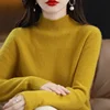 Autumn Winter Women Sweater Korean Fashion Warm Bottoming Shirts Half High Collar Basic Knitwear Solid Long Sleeve Pullovers 3