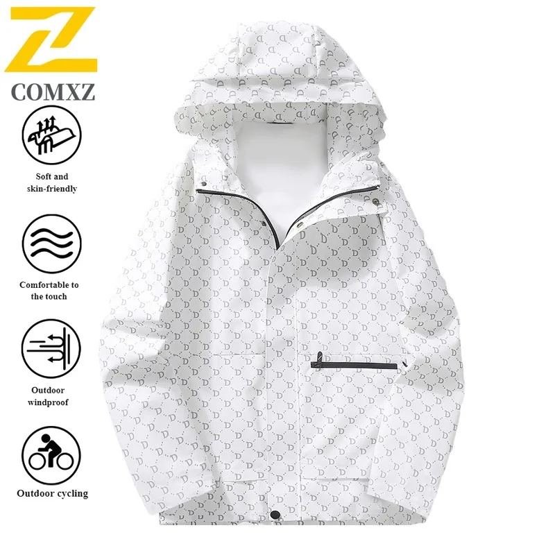 EiAO Trendy Hooded Windbreaker Waterproof Windproof Unisex Jacket for Hiking Camping Fishing Instagram Aesthetic Spring Autumn