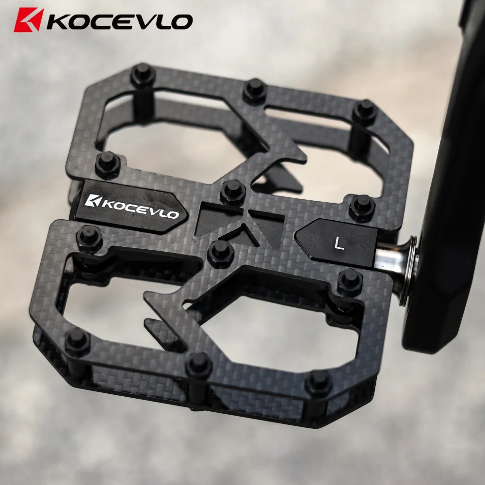 KOCEVLO Kohlefaser-Pedal, ultraleicht, 195 g, MTB, Titanschaft, 3 Lager, Rennrad-Pedal, rutschfestes Rennpedal – Detail 8