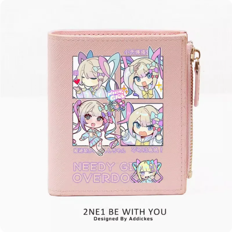 NEEDY GIRL OVERDOSE Anime  Zipper Wallet Fold Bag Multi Card  Coin Pocket Holder Fashion Kids Wallets Gift