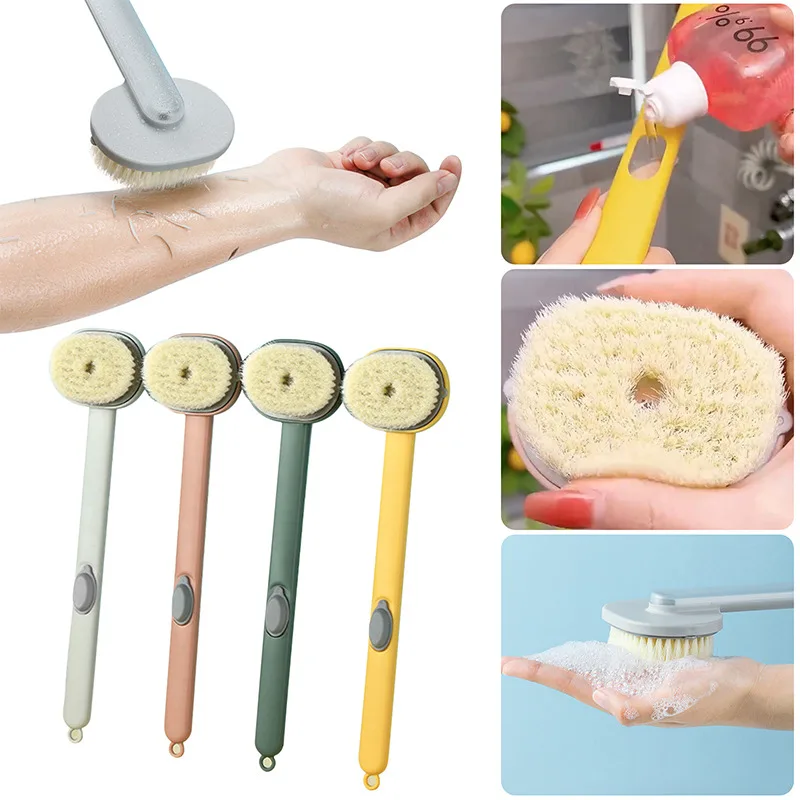Long Handle Bath Brush Bathroom Back Body Soft Hair Set Cleaning Shower
