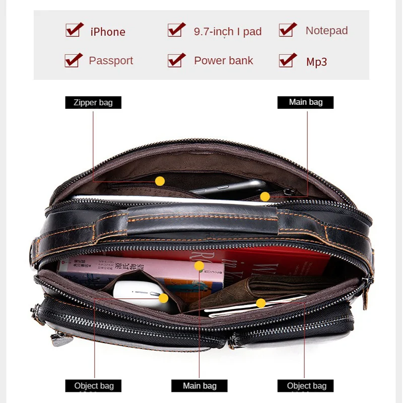 Business Men's Briefcases Men Bags Genuine Leather Bag for Document Office Bags for Men High Quality Briefcases Man