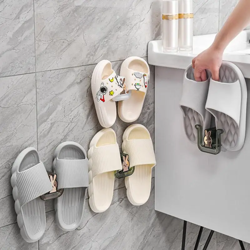 

8.3*4.5*7.5cm Slipper Rack Storage Cute Slipper Rack Hook Up Wall Mounted Shoe Rack Punch-free Hips Universal Hook Shoe Rack