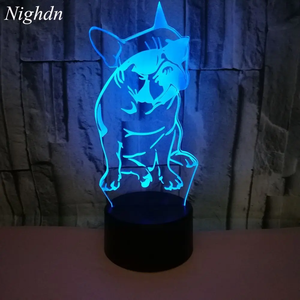

Nighdn 3D French Bulldog LED Night Light Pet Puppy Dog with Sunglass Decorative Lighting Home Decor Color Changing Table Lamp