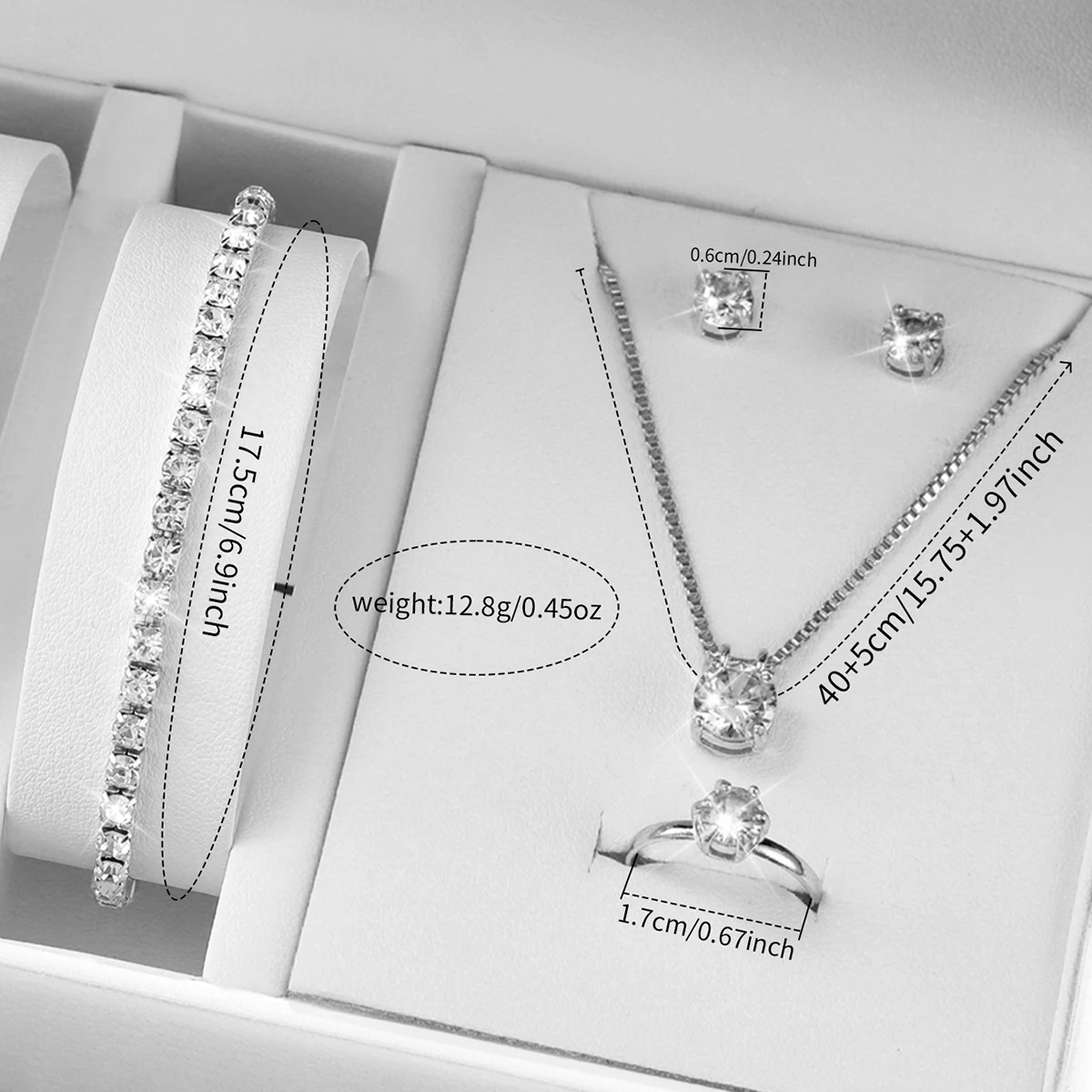 6pcs/set Women Stainless Steel Band Diamond Quartz Watch and Crystal Bracelet Set 6
