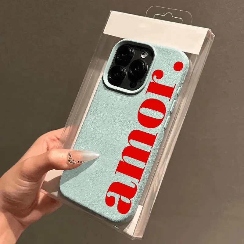 Elegant Red Artistic Letter Pattern Shockproof Phone Case - Soft Protective Cover