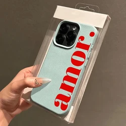Elegant Red Artistic Letter Pattern Shockproof Phone Case - Soft Protective Cover - iPhone 15 Plus (Light Cyan - YYDSW2281)