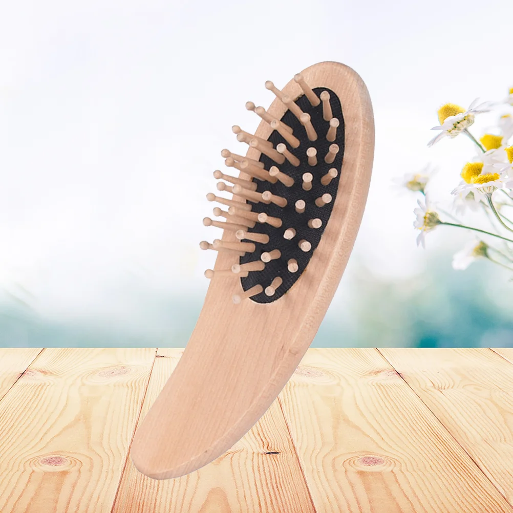 

Wooden Hair Brush Magatama-shaped Brush Detangling Scaple Massage Comb for Home Hotel