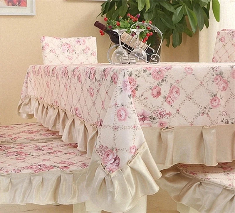 Elegant European-style Pastoral Retro Table Cloth 2 styles Floral Lace Cotton Dinning Wedding Banquet Tablecloths Chair Covers - Image 3