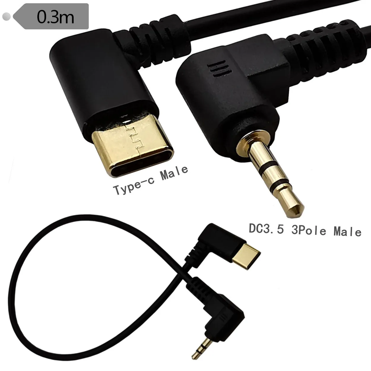 

Gold-plated elbow Type-c to 3.5mm male audio adapter cable Mobile phone car AUX speaker headset connection cable