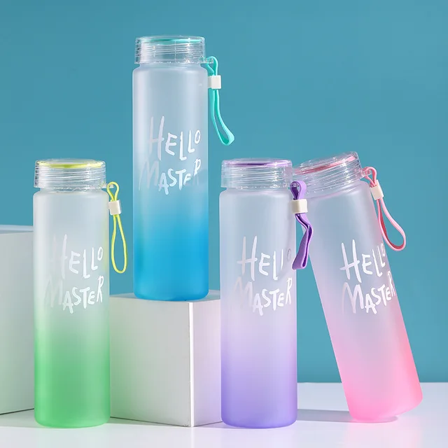 500ML Frosted Color Gradient Sports Water Bottle Portable Gym Fitness Workout Water Cups Outdoor Camping Cool Juice Drinking Cup