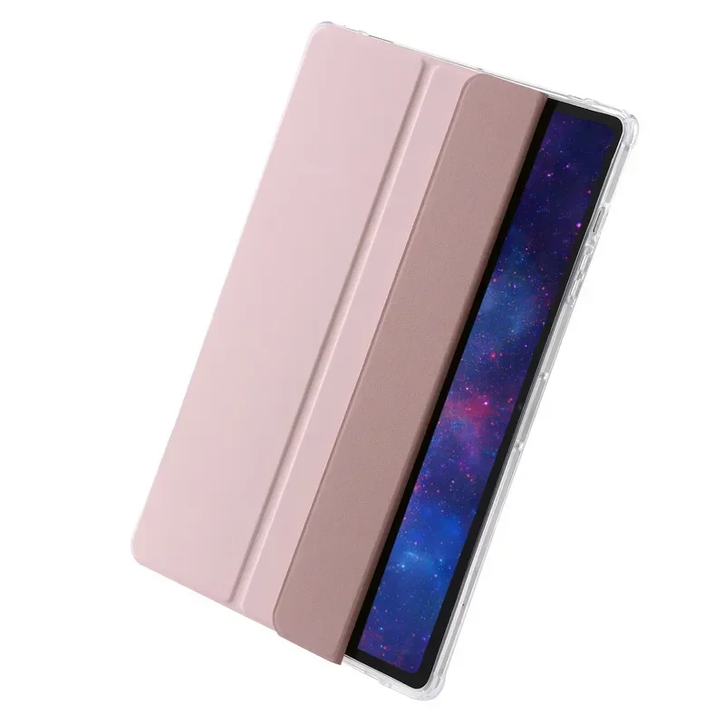 Couro Trifold Capa Dura com Pen Holder Case Voltar Acrílico Transparente para Samsung Tab s9 fe 10.9 pu - Imagem 5