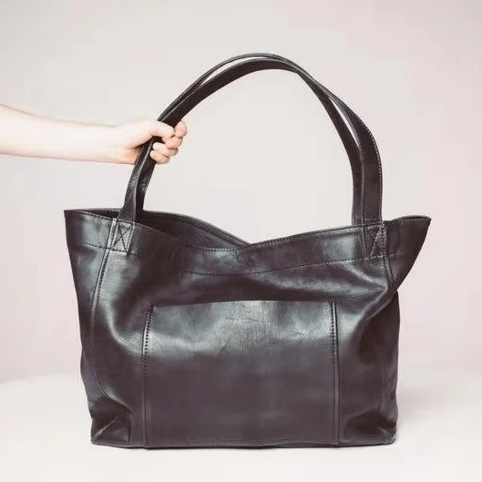 

NEW Oil Wax PU Leather Tote Bags for Women's Handbag Luxury High Capacity Lady Hand with Purse Pocket Women Shopper Bag Big